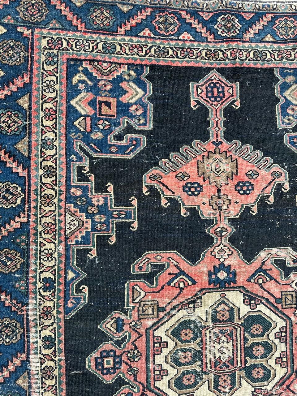 Bobyrug’s nice antique distressed Hamadan rug  For Sale 1