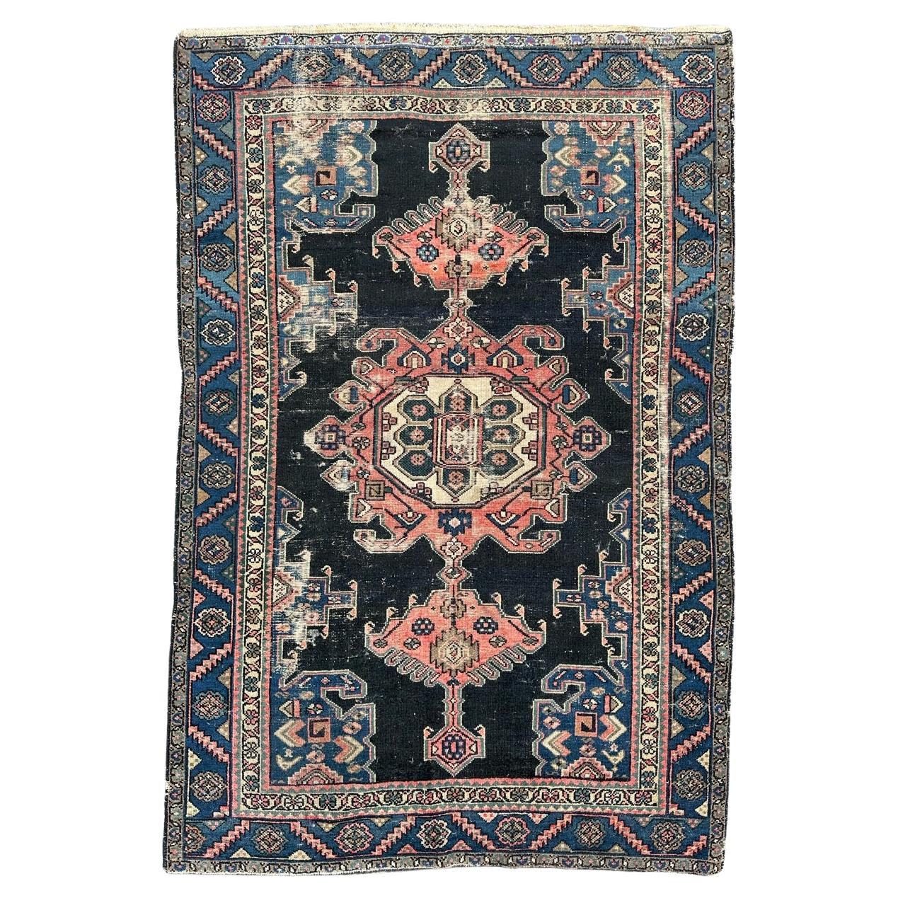 Bobyrug’s nice antique distressed Hamadan rug  For Sale
