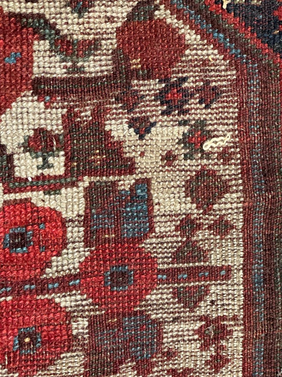 Bobyrug’s nice antique distressed qashqai fragment rug  For Sale 3