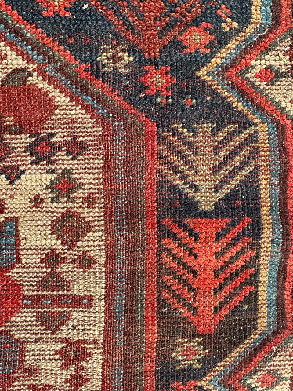 Bobyrug’s nice antique distressed qashqai fragment rug  For Sale 4