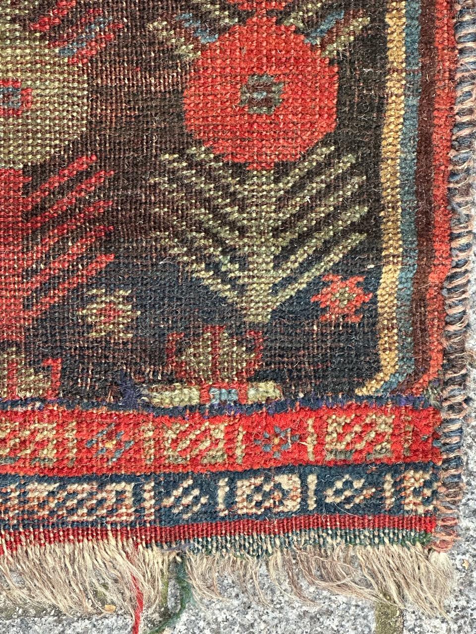 Bobyrug’s nice antique distressed qashqai fragment rug  For Sale 5