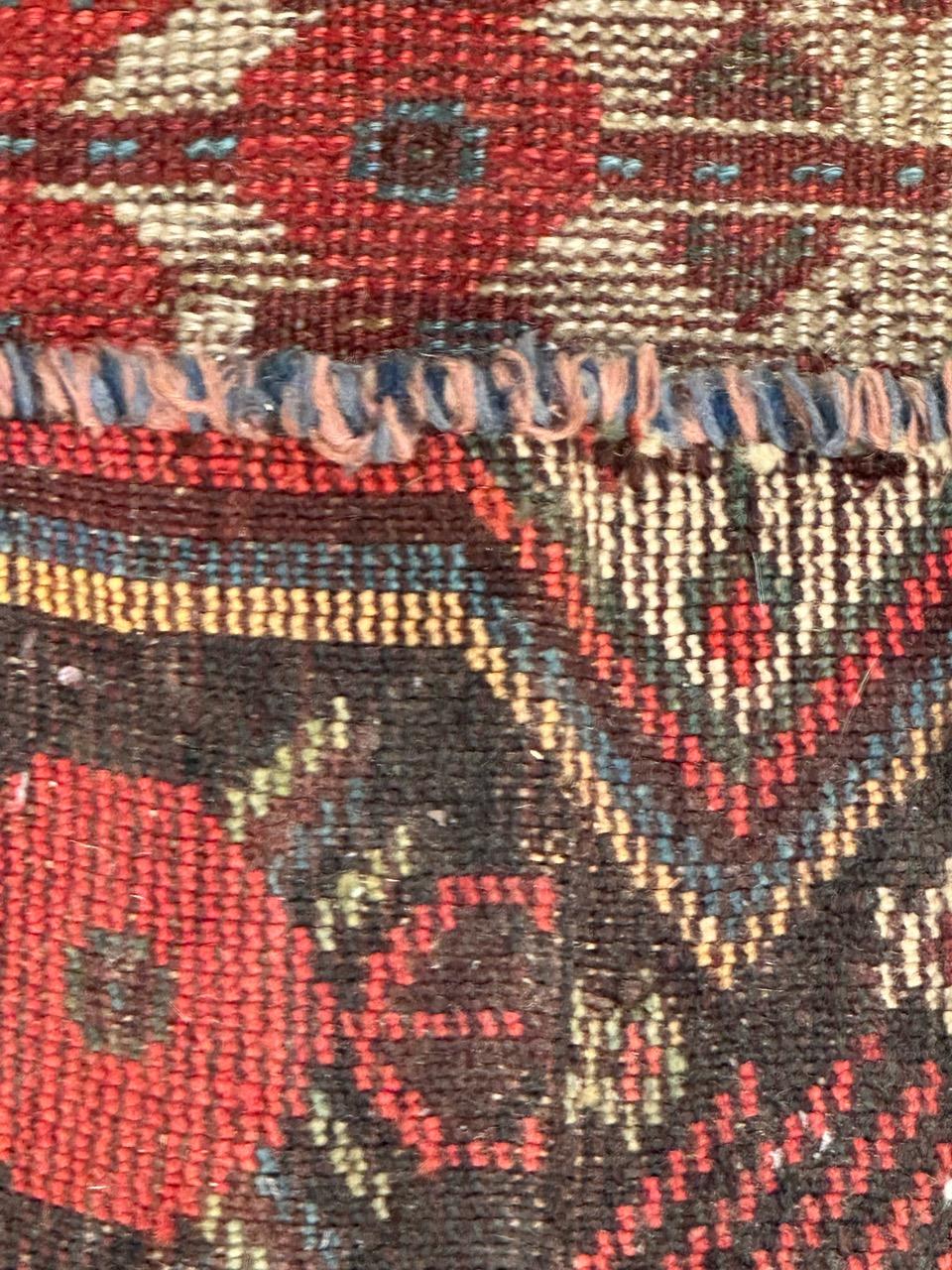 Bobyrug’s nice antique distressed qashqai fragment rug  For Sale 9