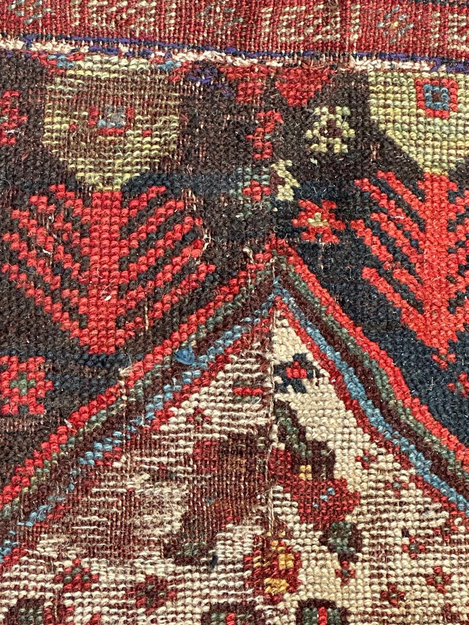Bobyrug’s nice antique distressed qashqai fragment rug  For Sale 1
