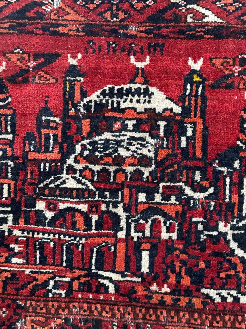 Bobyrug’s nice antique distressed tribal Turkmen rug  For Sale 7