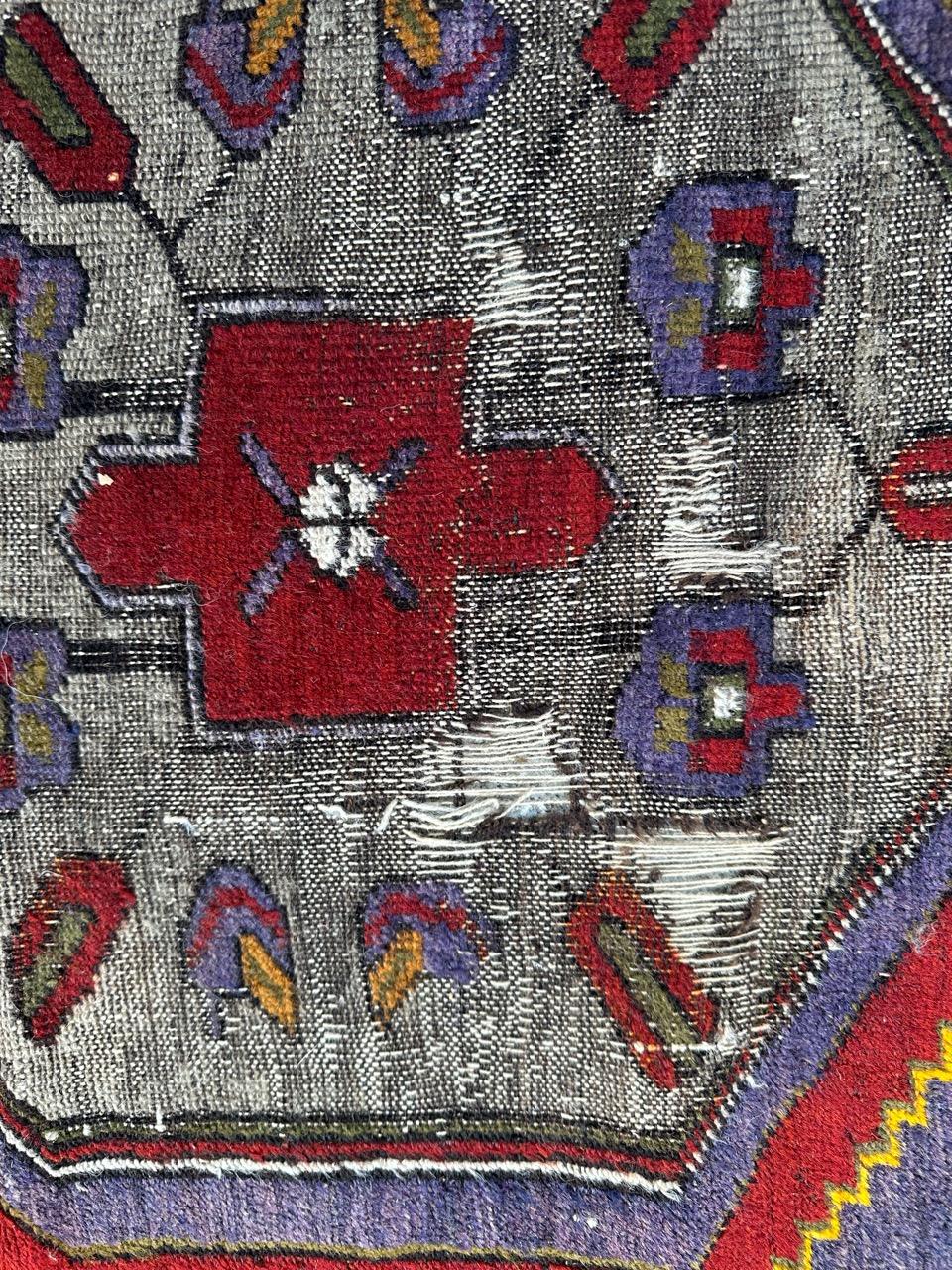 Bobyrug’s nice antique distressed Turkish rug  For Sale 3