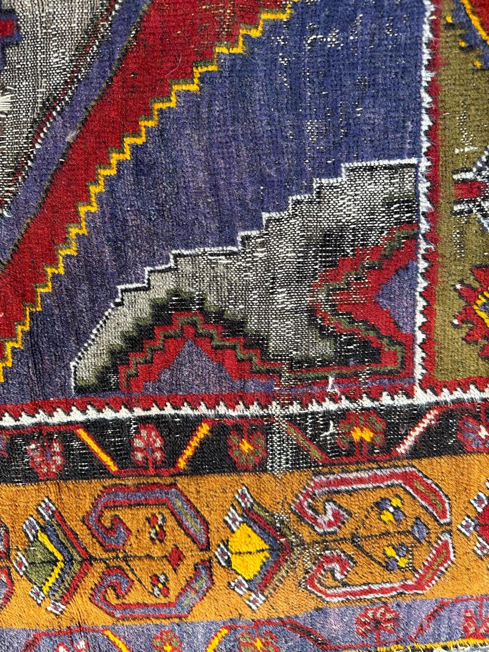 Bobyrug’s nice antique distressed Turkish rug  For Sale 4