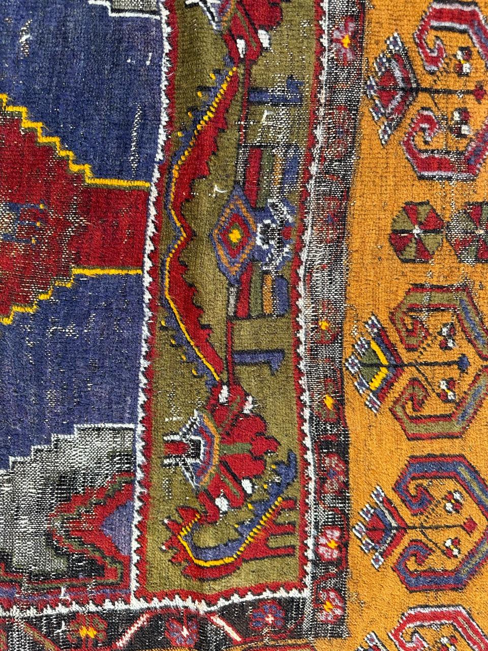 Bobyrug’s nice antique distressed Turkish rug  For Sale 5