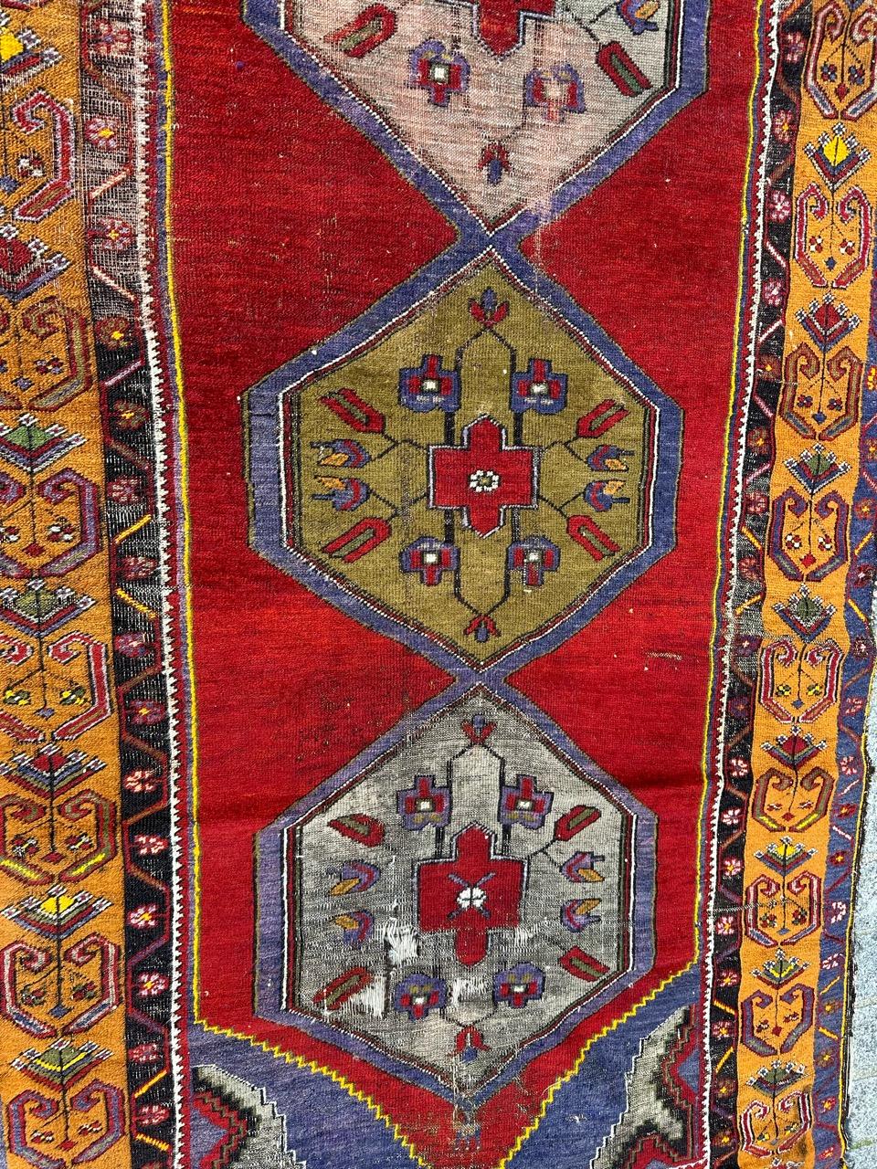 Bobyrug’s nice antique distressed Turkish rug  For Sale 8