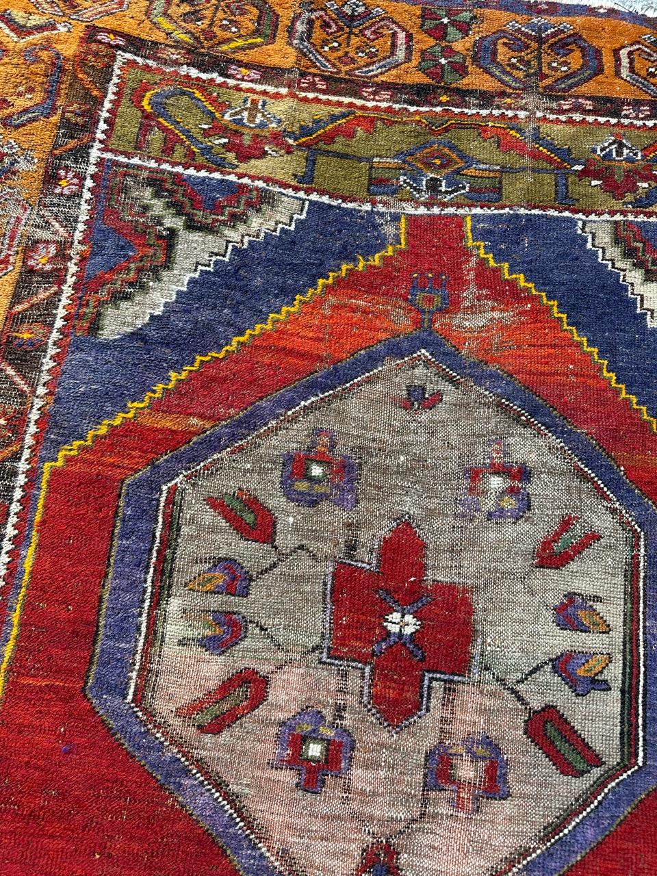 Bobyrug’s nice antique distressed Turkish rug  For Sale 11