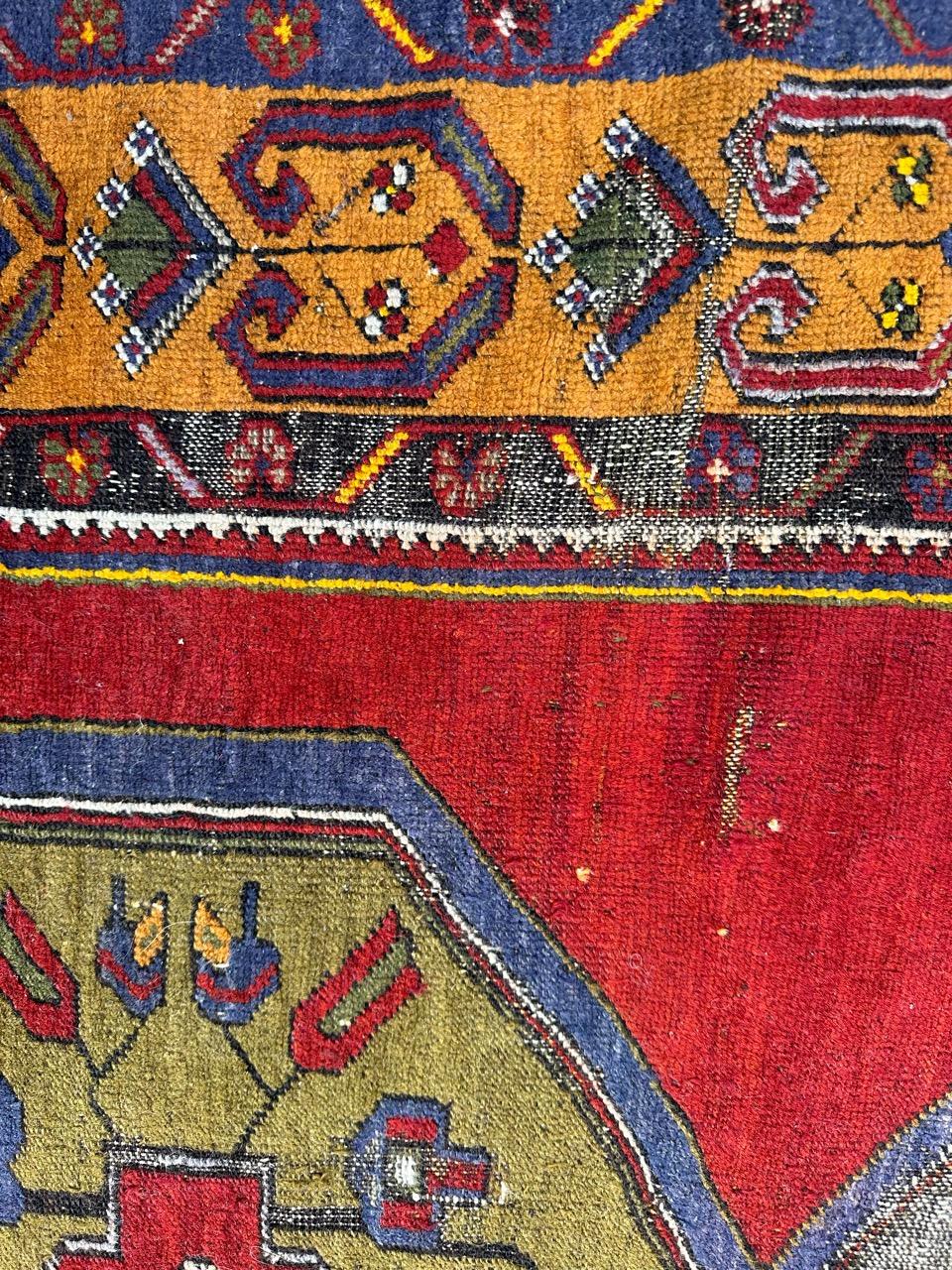 Bobyrug’s nice antique distressed Turkish rug  For Sale 2