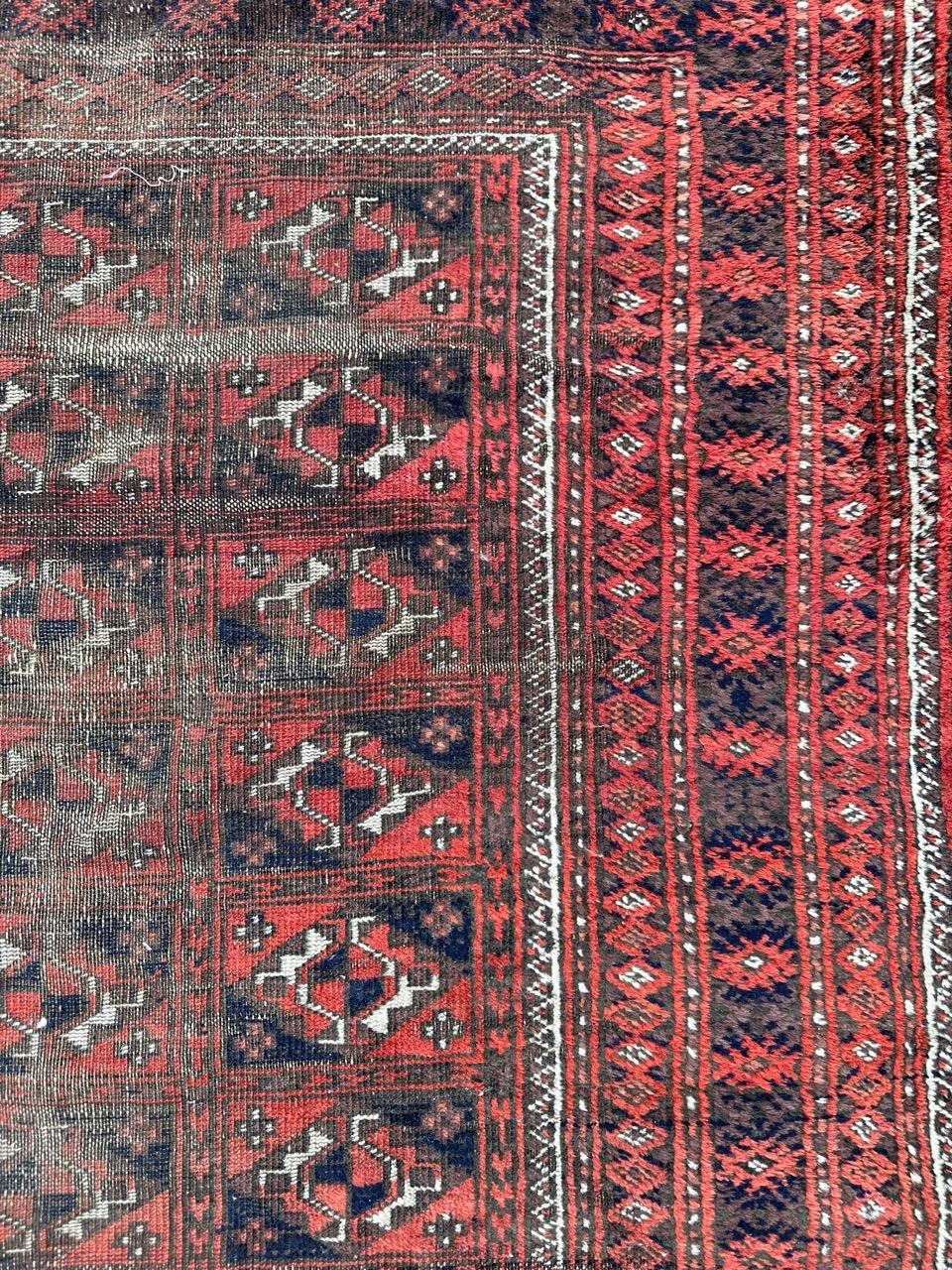 Bobyrug’s nice antique distressed Turkmen rug For Sale 3