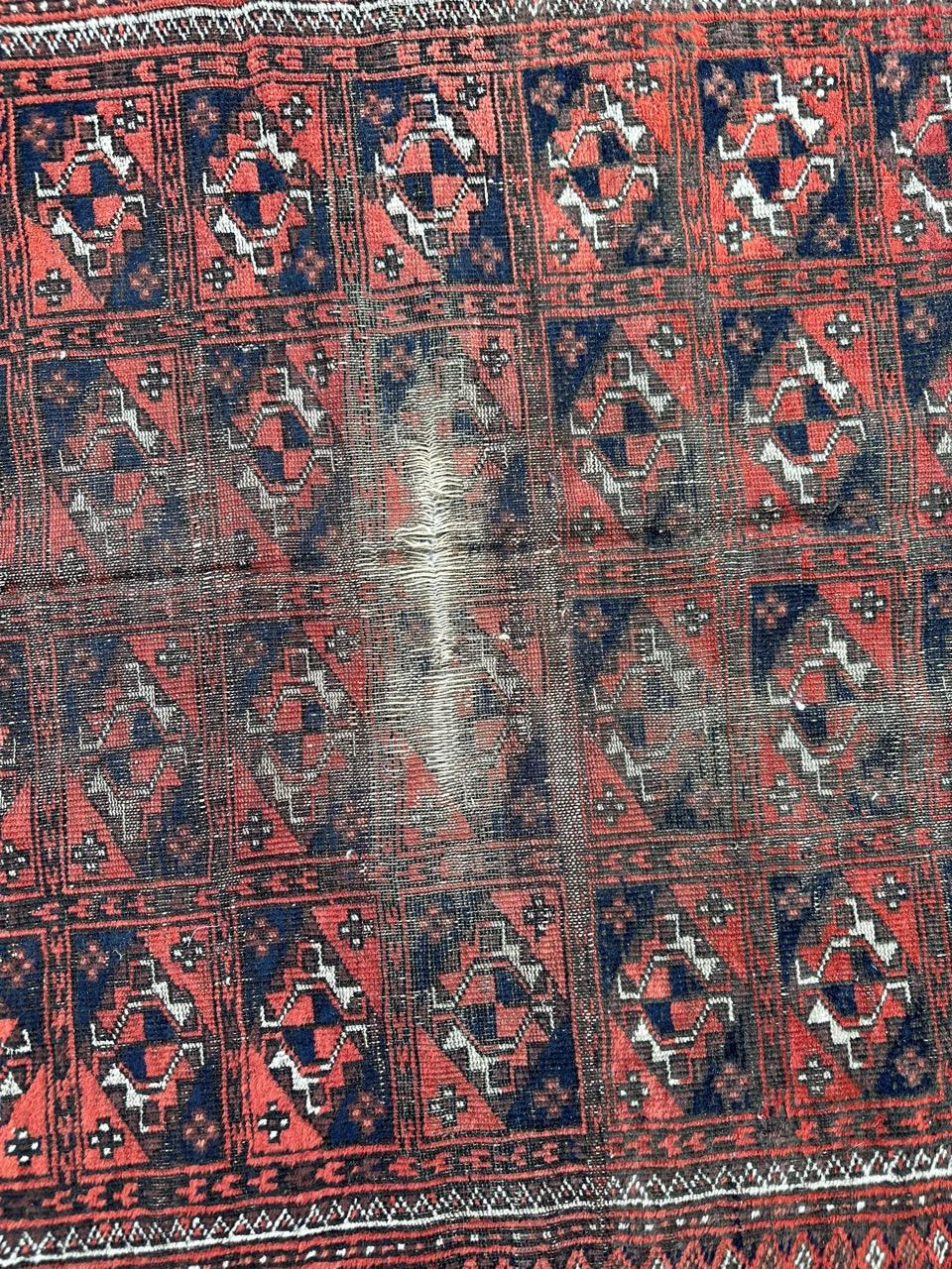 Afghan Bobyrug’s nice antique distressed Turkmen rug For Sale