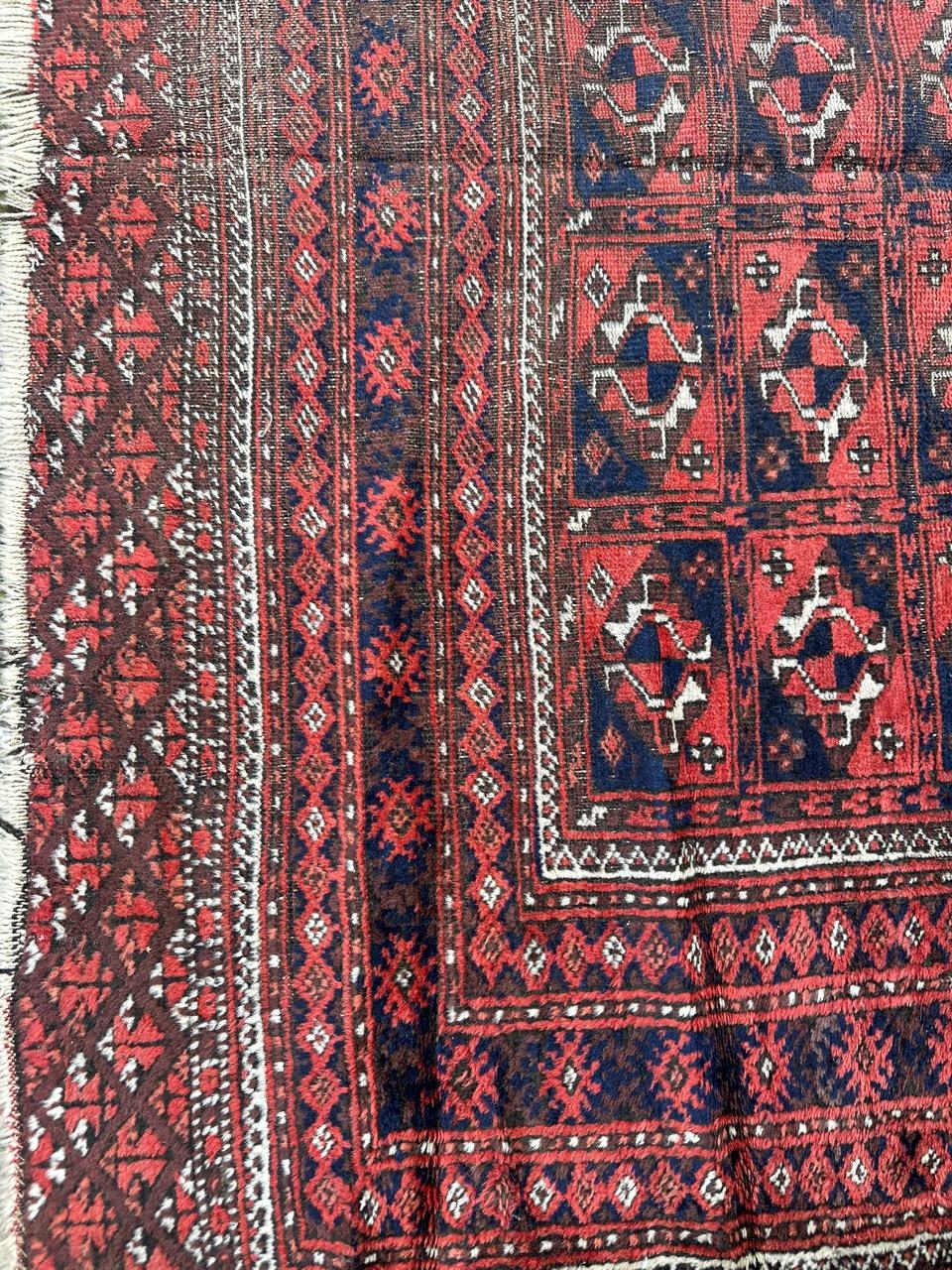 19th Century Bobyrug’s nice antique distressed Turkmen rug For Sale