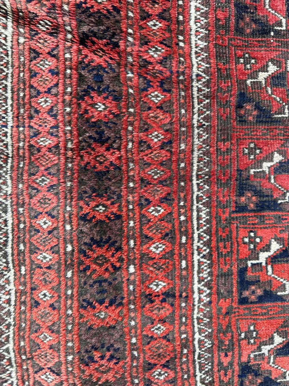 Wool Bobyrug’s nice antique distressed Turkmen rug For Sale