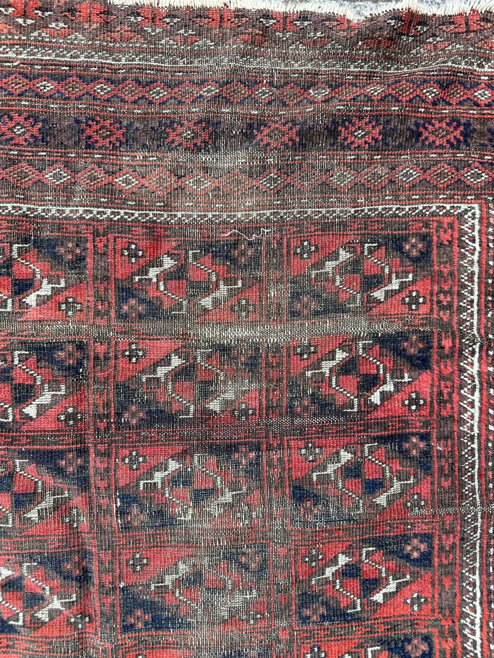 Bobyrug’s nice antique distressed Turkmen rug For Sale 1