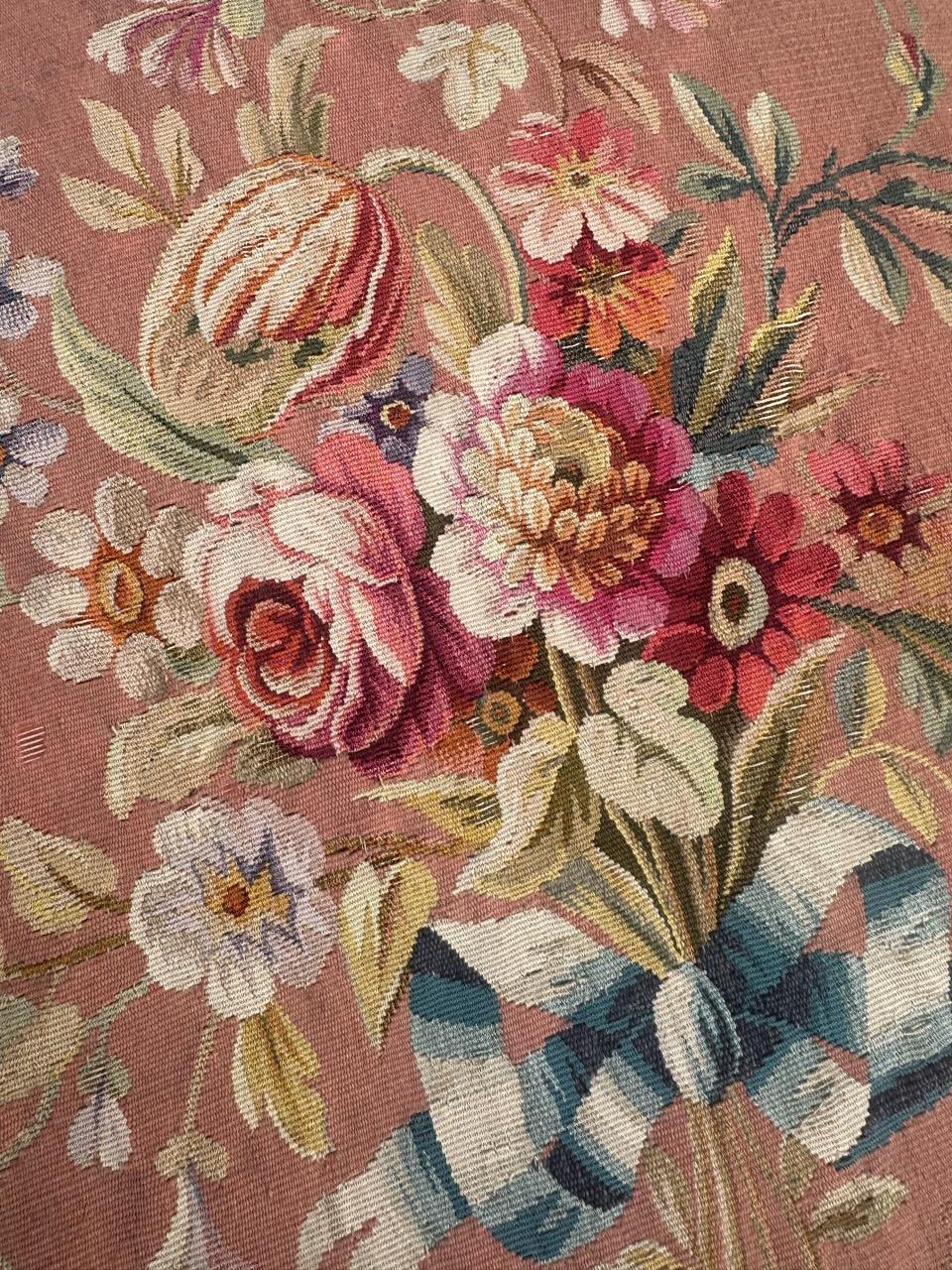 Hand-Woven Bobyrug’s nice antique French Aubusson round tapestry  For Sale
