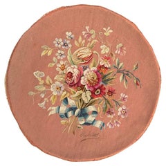 Bobyrug's schöne antike französische Aubusson runde Wandteppich 