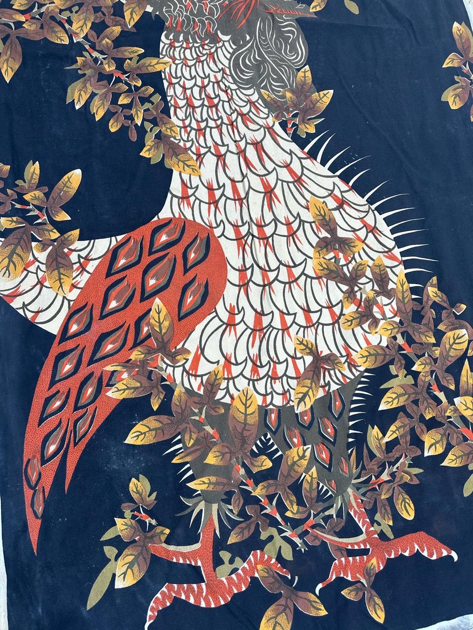20th Century Nice Antique French Hand Printed Lurçat Signed Tapestry « Rooster » For Sale
