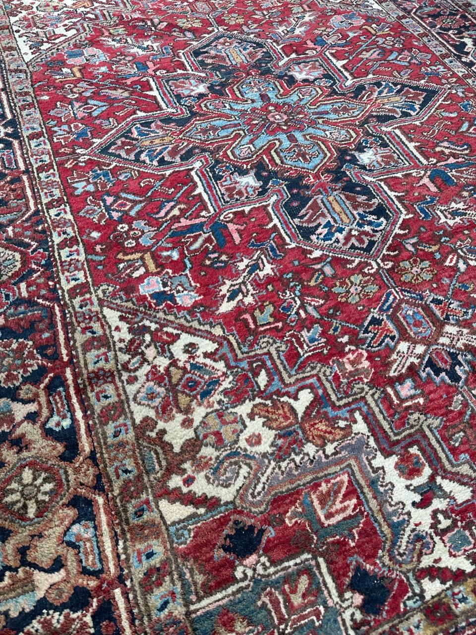 Bobyrug’s nice antique Heriz rug For Sale 4