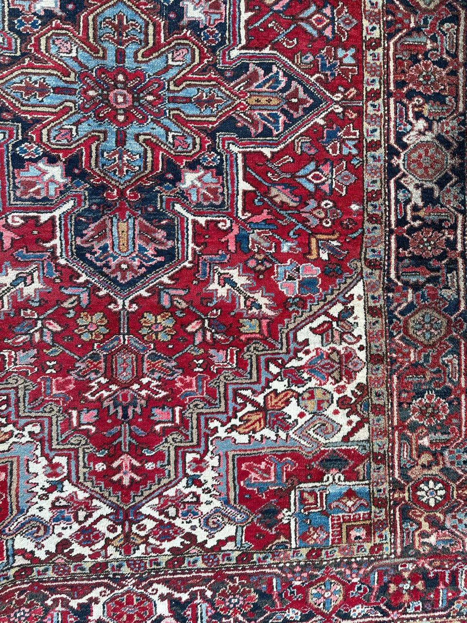 Hand-Knotted Bobyrug’s nice antique Heriz rug For Sale