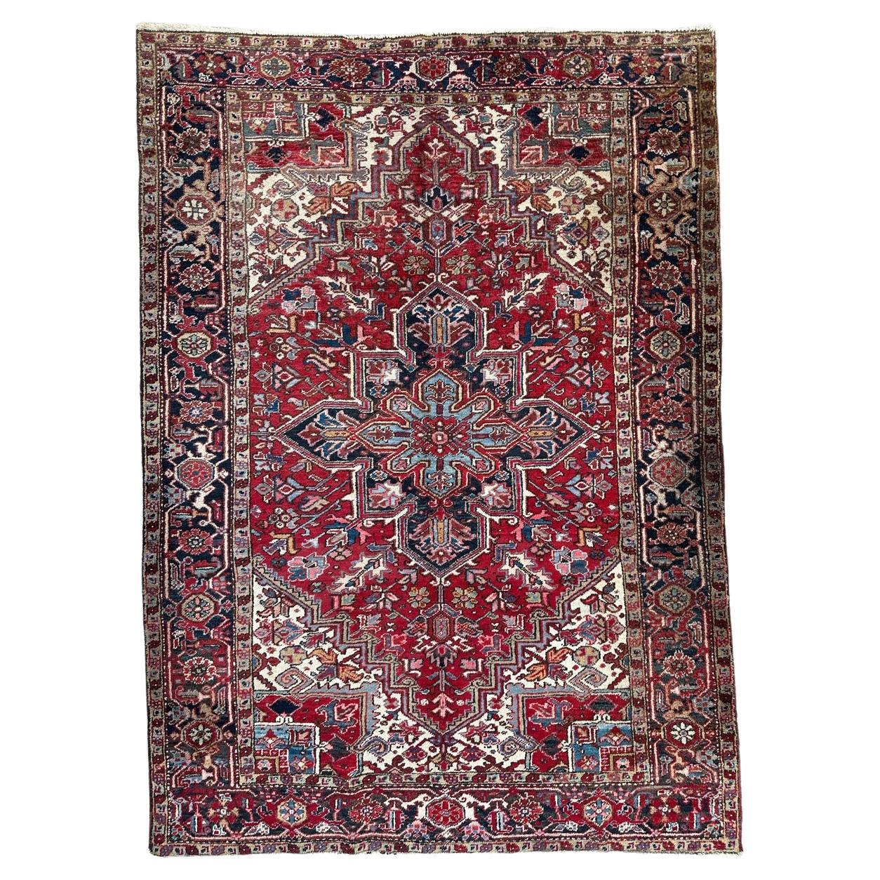 Bobyrug’s nice antique Heriz rug  For Sale