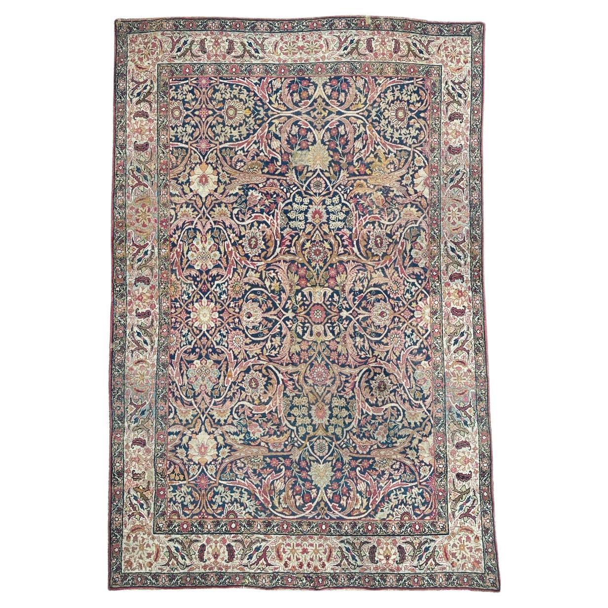nice antique lavar Kirman rug For Sale