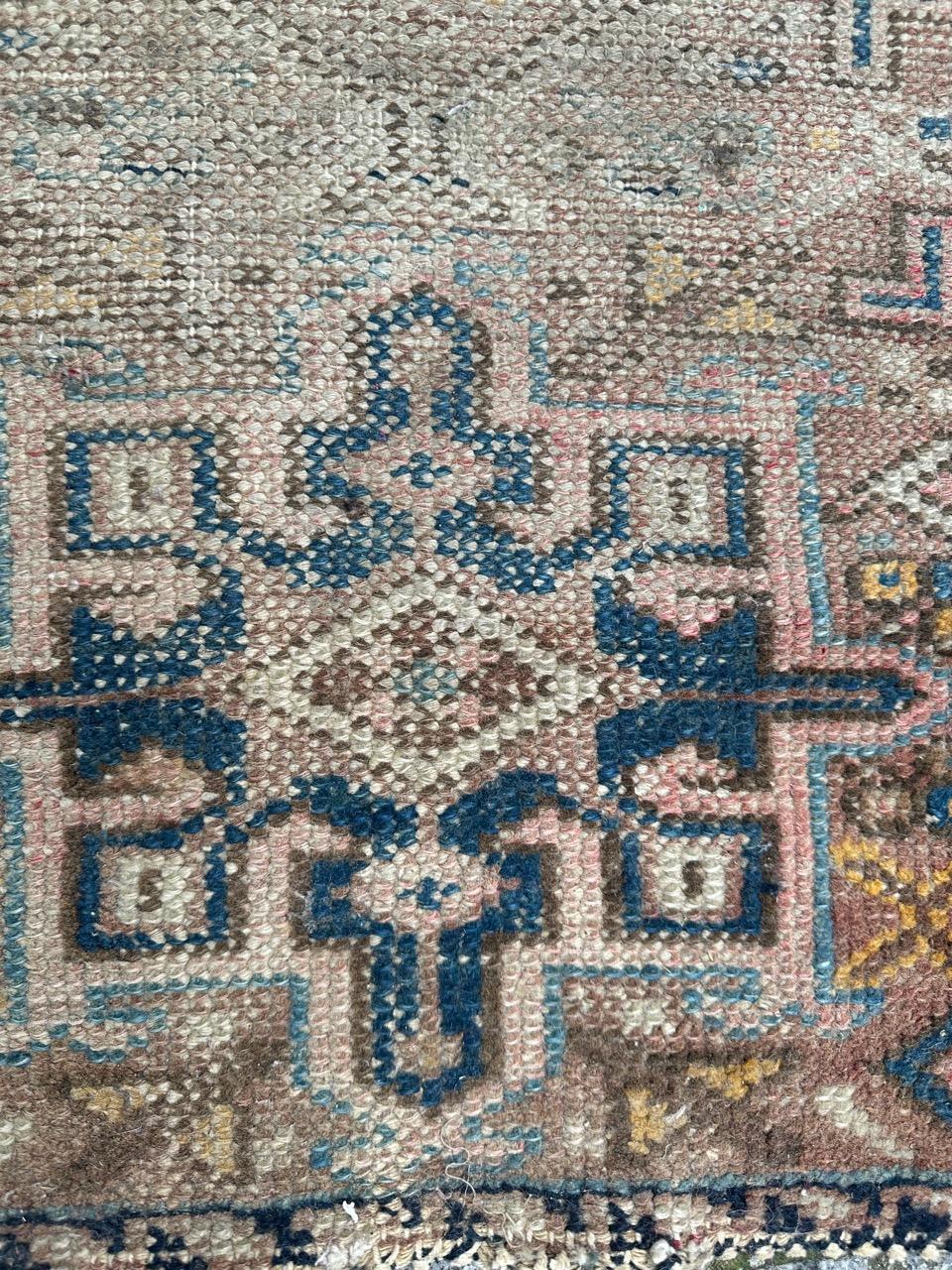 Rustic Bobyrug’s nice antique little tribal Hamadan rug  For Sale