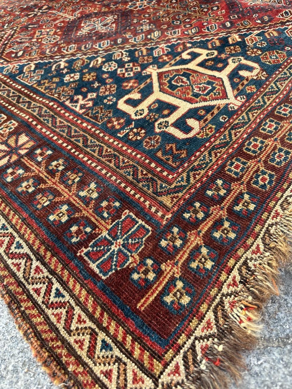 Bobyrug’s nice antique qashqai rug  For Sale 2