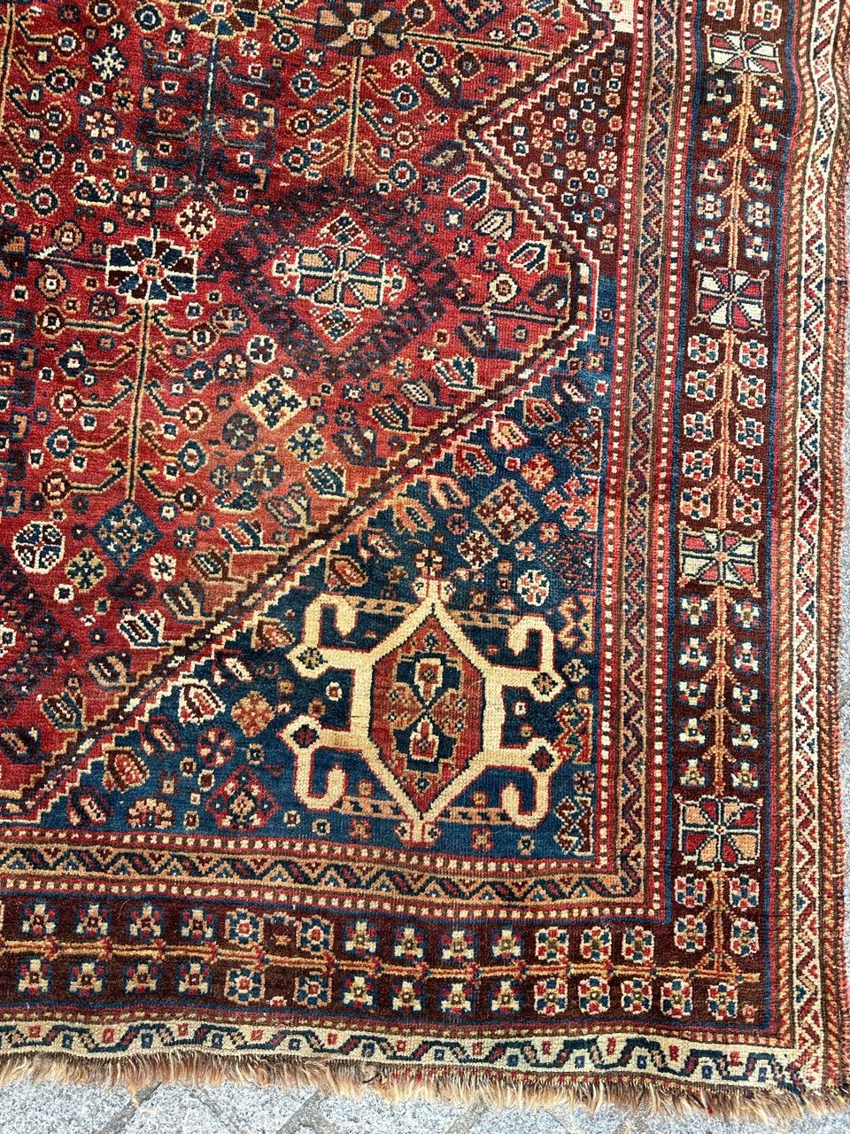 Tribal Bobyrug’s nice antique qashqai rug  For Sale