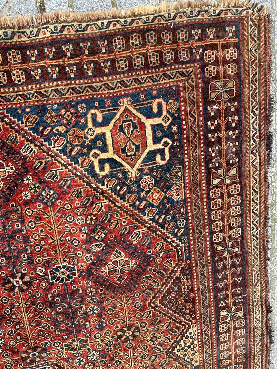Asian Bobyrug’s nice antique qashqai rug  For Sale