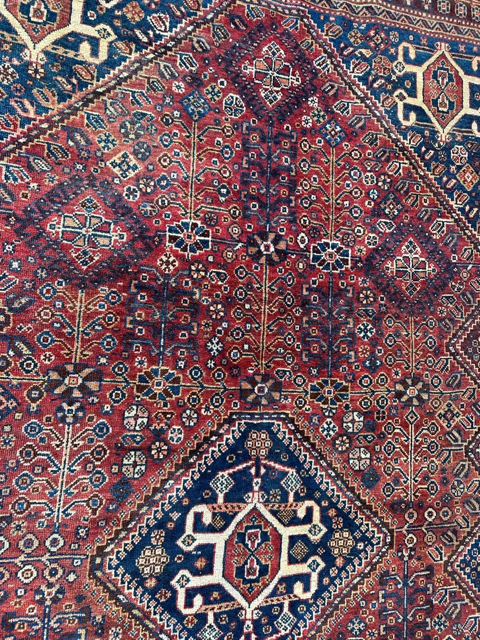 Hand-Knotted Bobyrug’s nice antique qashqai rug  For Sale