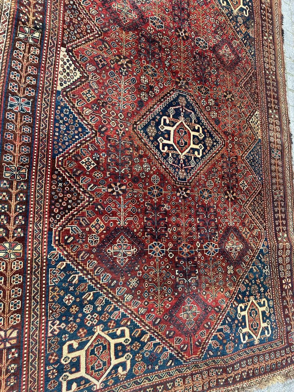 20th Century Bobyrug’s nice antique qashqai rug  For Sale