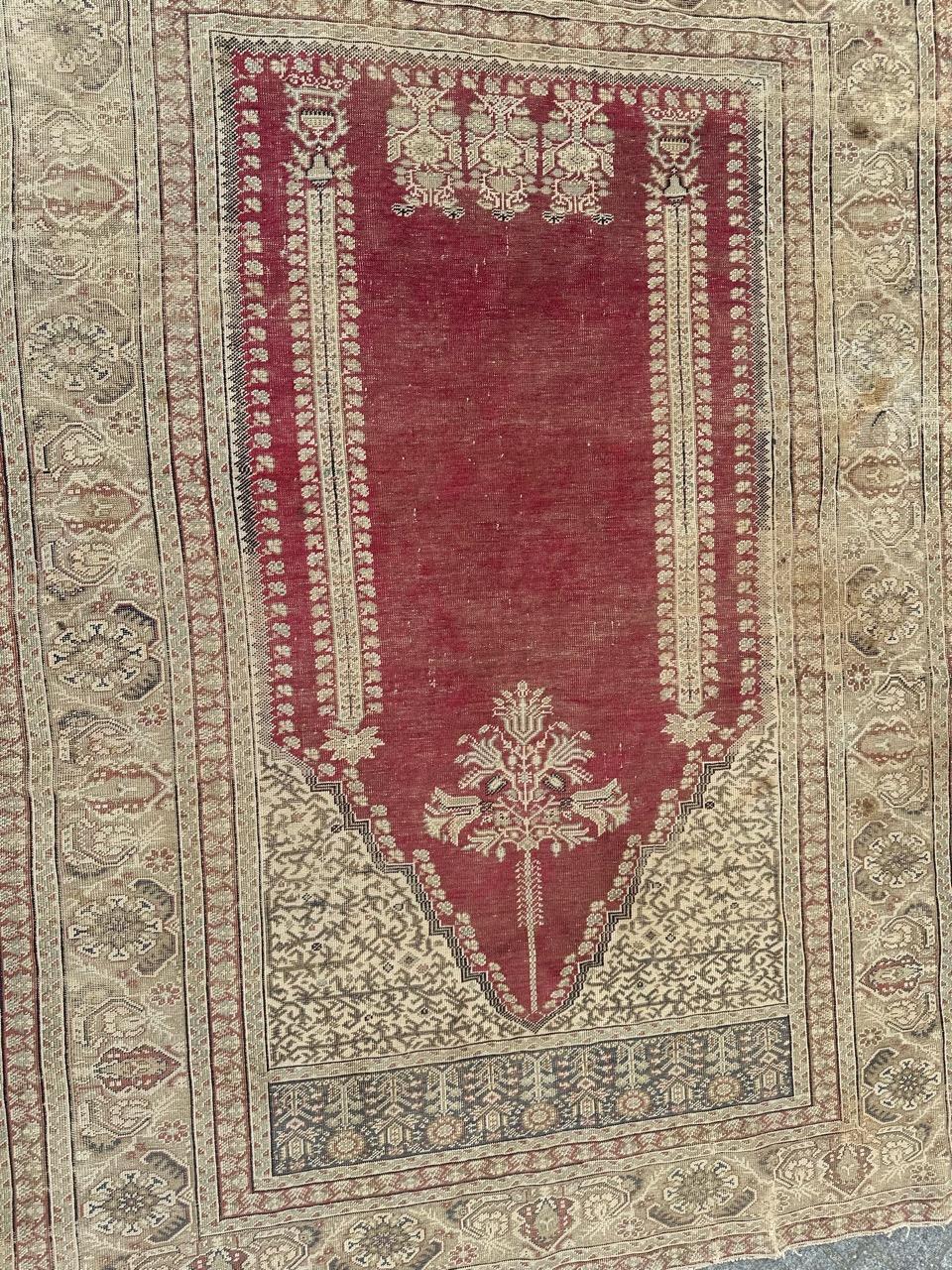 Bobyrug’s nice antique Turkish Ghiordes rug For Sale 6