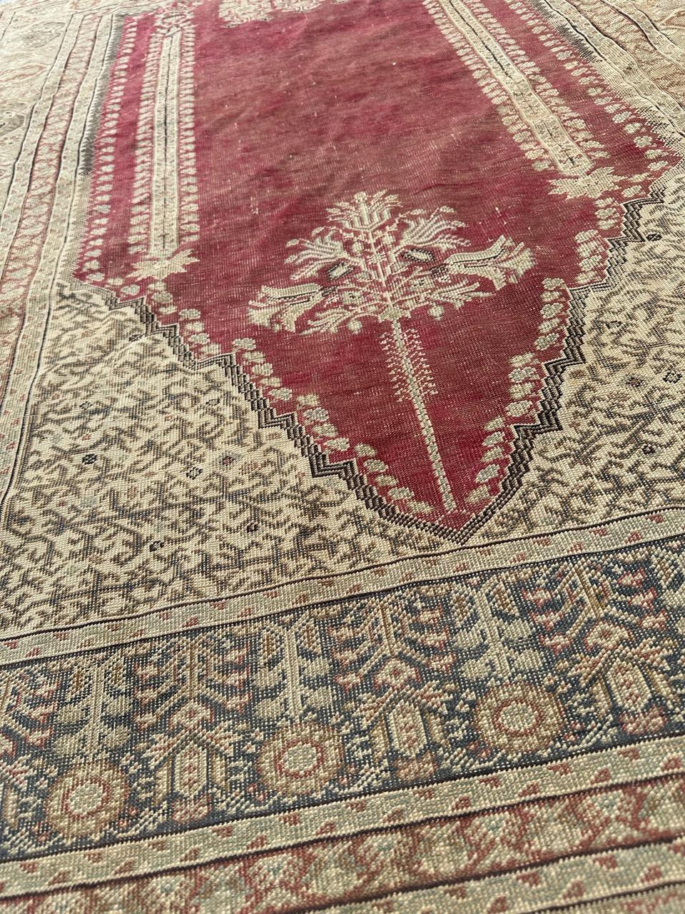 Bobyrug’s nice antique Turkish Ghiordes rug For Sale 10