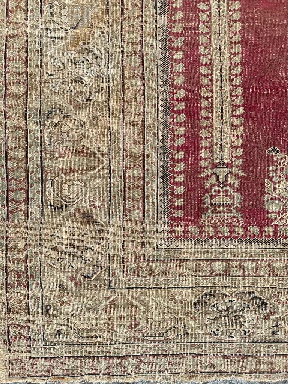 Oushak Bobyrug’s nice antique Turkish Ghiordes rug For Sale