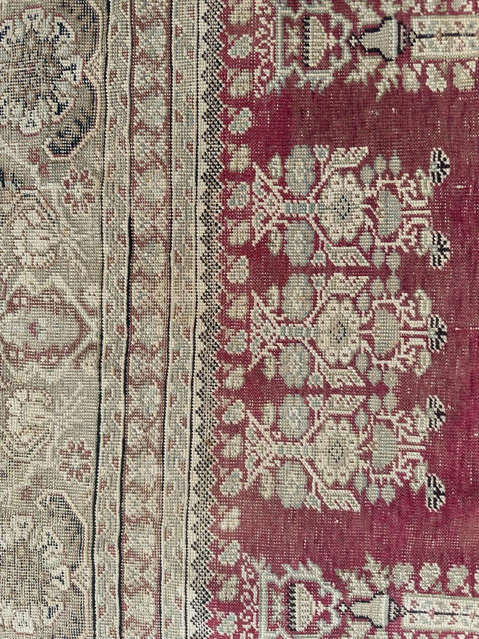 Wool Bobyrug’s nice antique Turkish Ghiordes rug For Sale