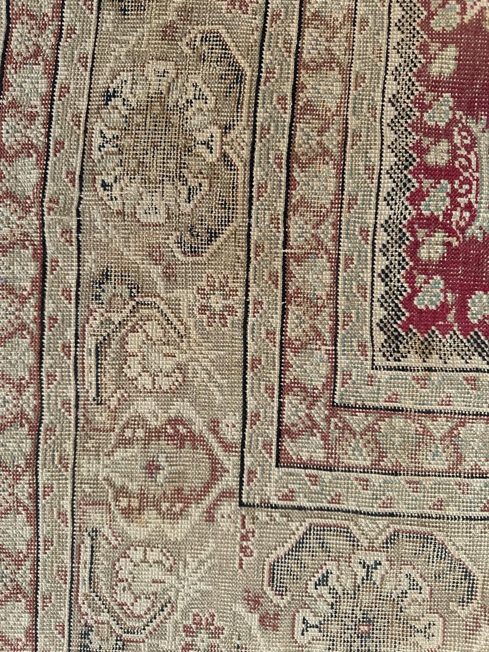 Bobyrug’s nice antique Turkish Ghiordes rug For Sale 1