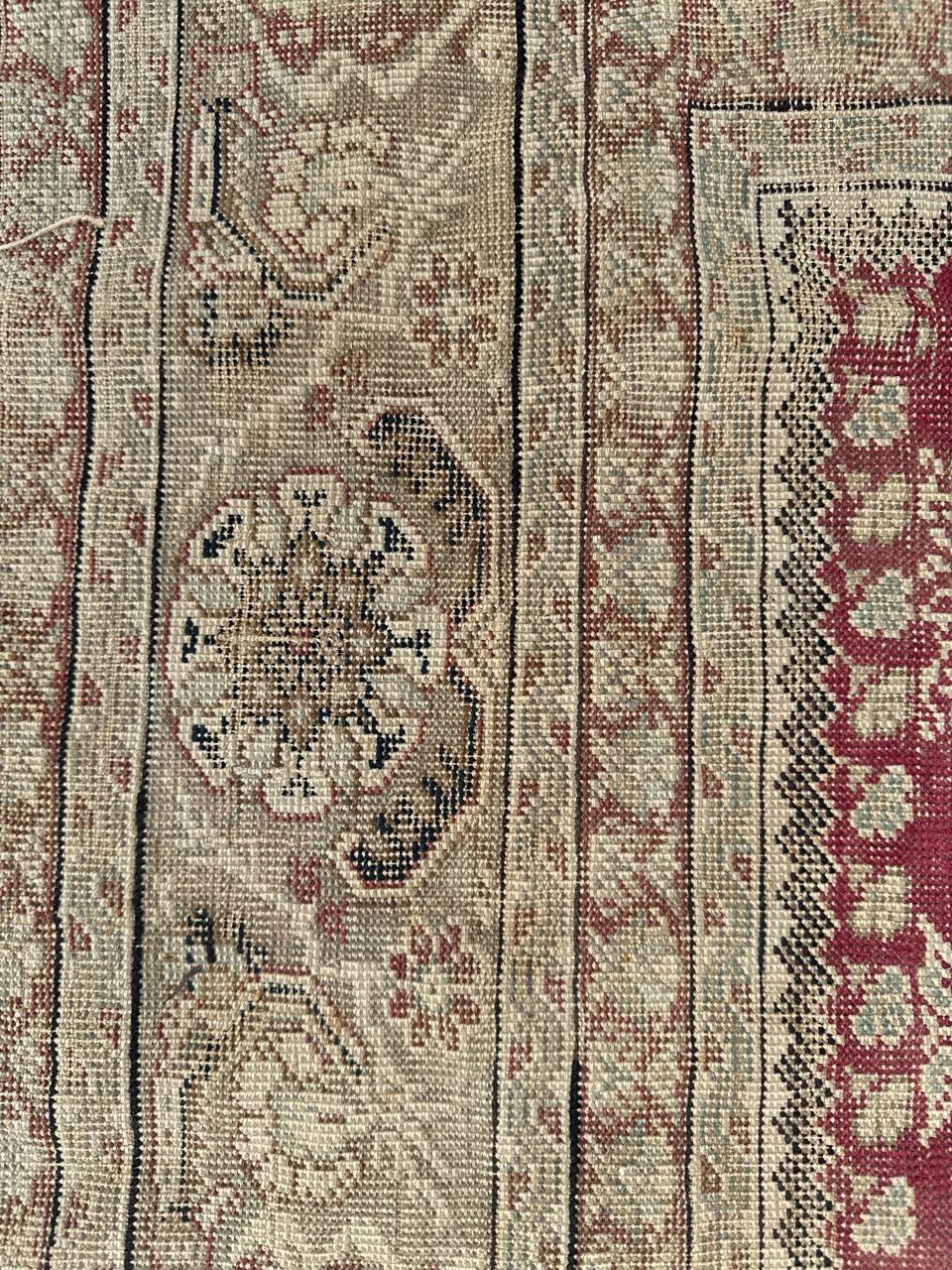 Bobyrug’s nice antique Turkish Ghiordes rug For Sale 2