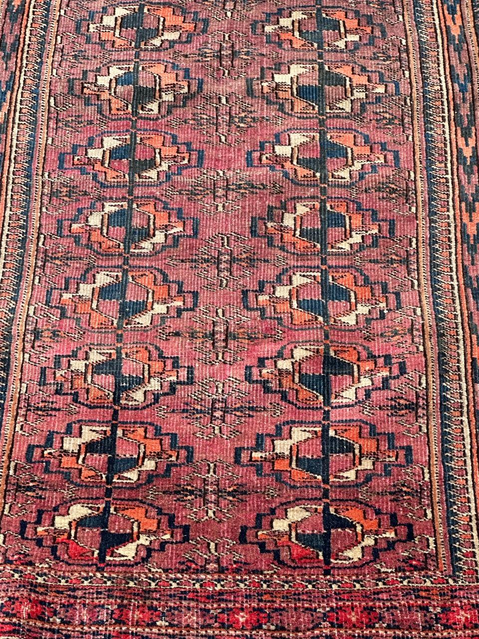Bobyrug’s nice antique Turkmen Bokhara rug  For Sale 3