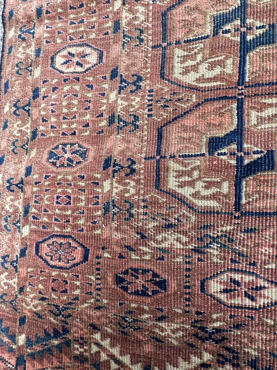nice antique Turkmen Bokhara rug For Sale 3