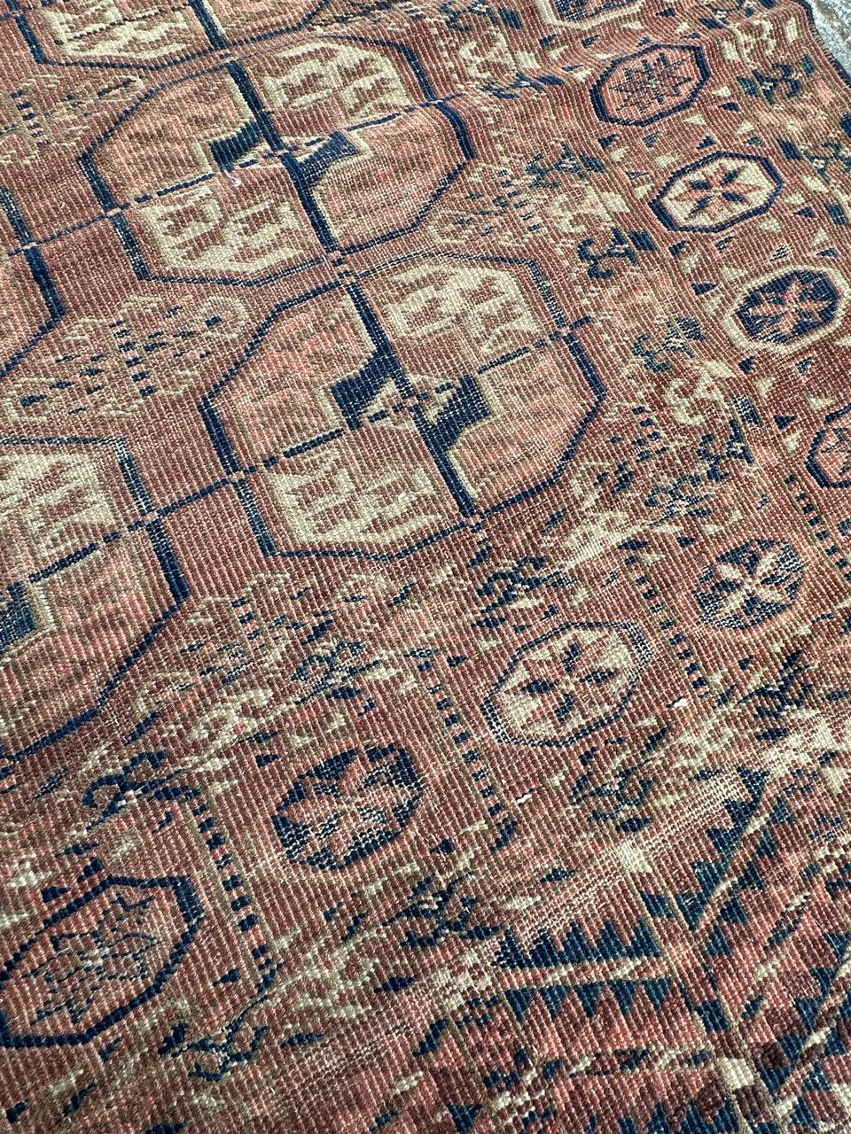 nice antique Turkmen Bokhara rug For Sale 4