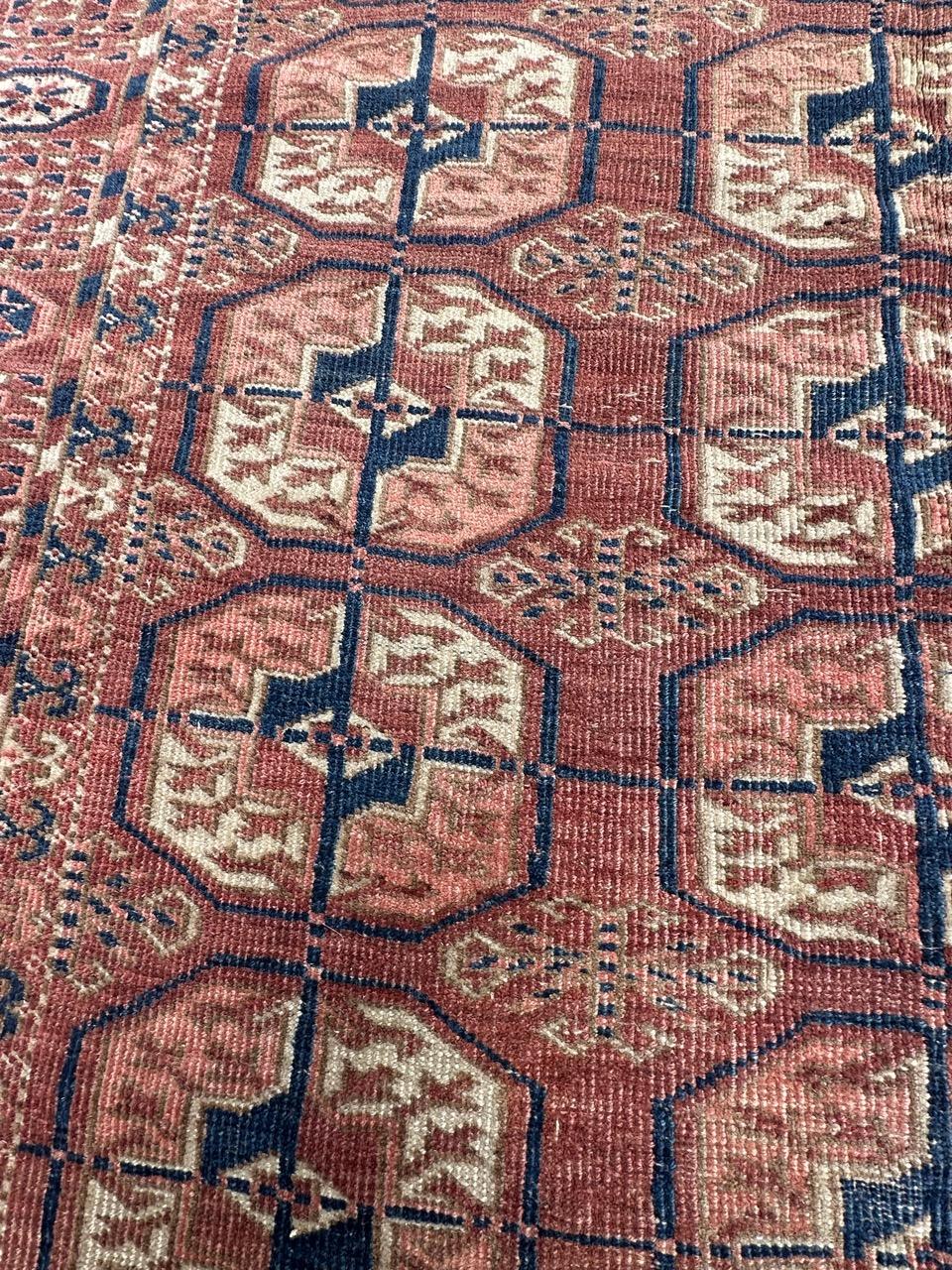 nice antique Turkmen Bokhara rug For Sale 7