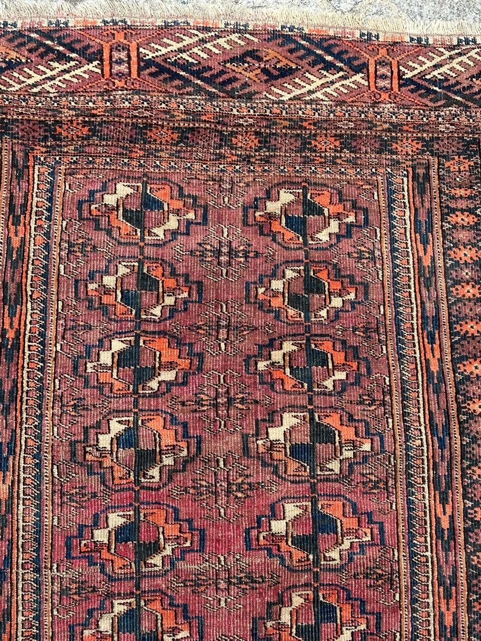 Bobyrug’s nice antique Turkmen Bokhara rug  For Sale 8