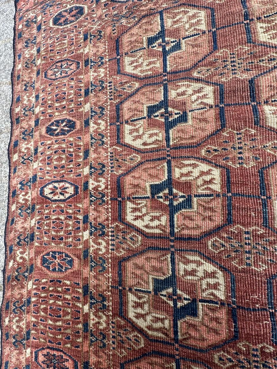 nice antique Turkmen Bokhara rug For Sale 10