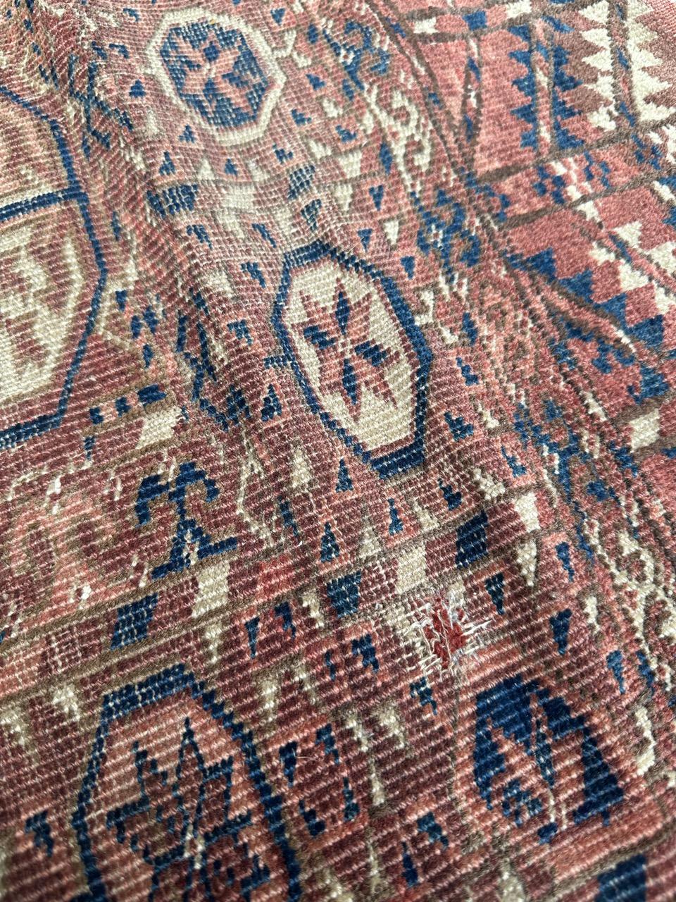 nice antique Turkmen Bokhara rug For Sale 12