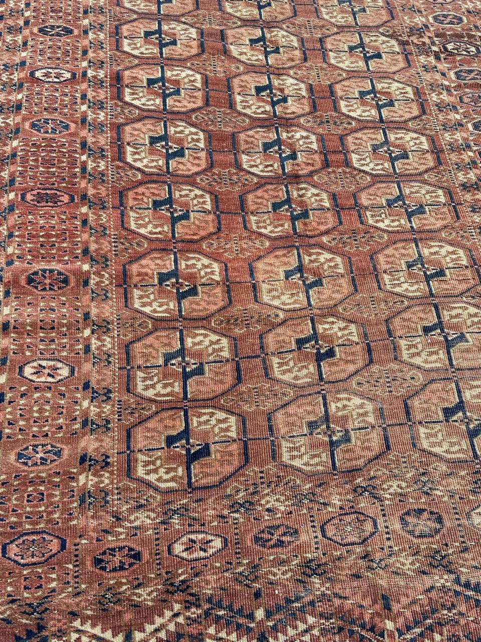 Tribal nice antique Turkmen Bokhara rug For Sale