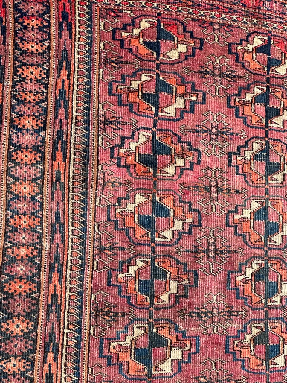 Early 20th Century Bobyrug’s nice antique Turkmen Bokhara rug  For Sale