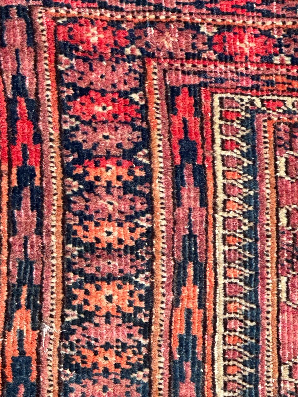 Wool Bobyrug’s nice antique Turkmen Bokhara rug  For Sale