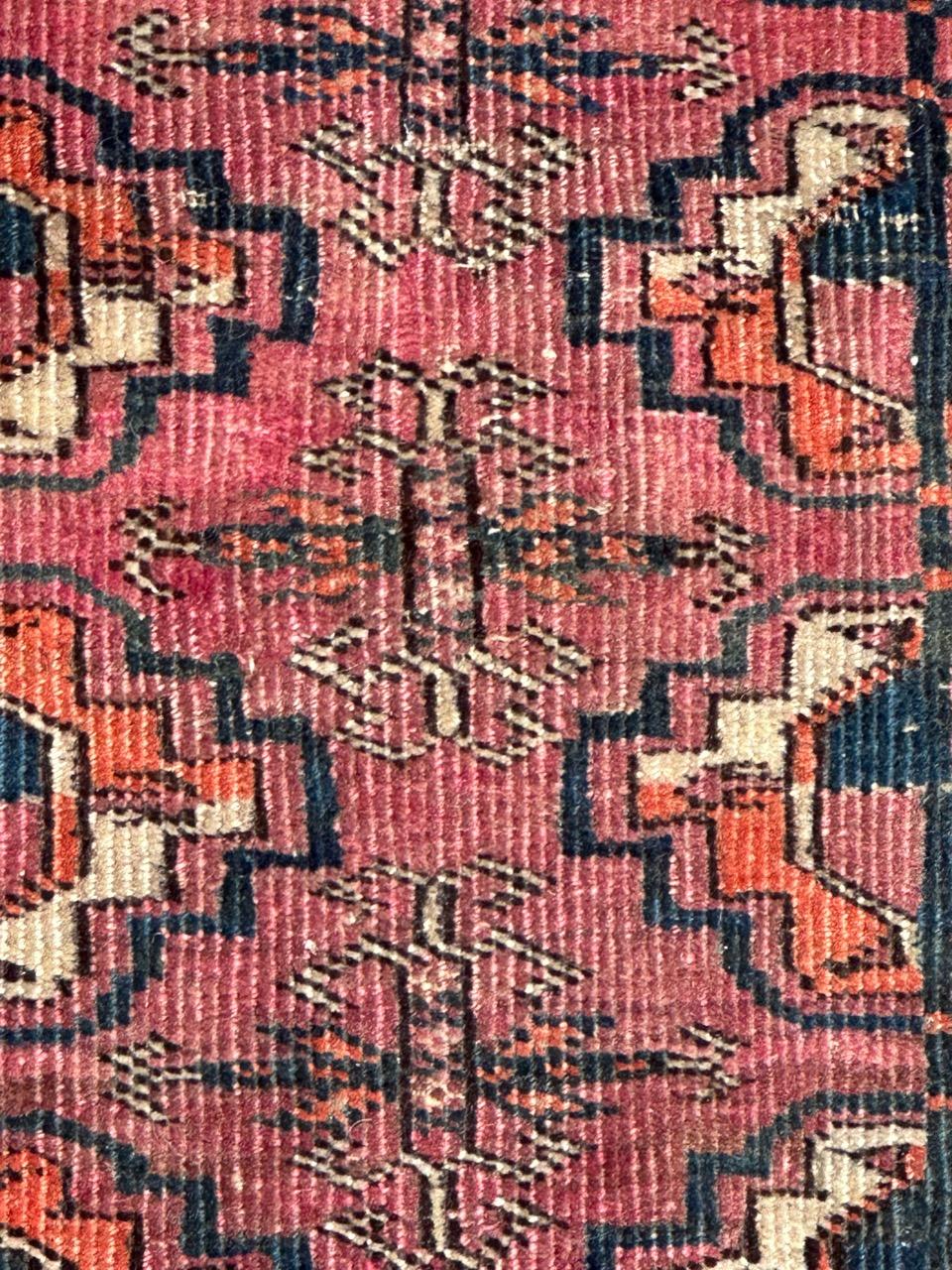Bobyrug’s nice antique Turkmen Bokhara rug  For Sale 1