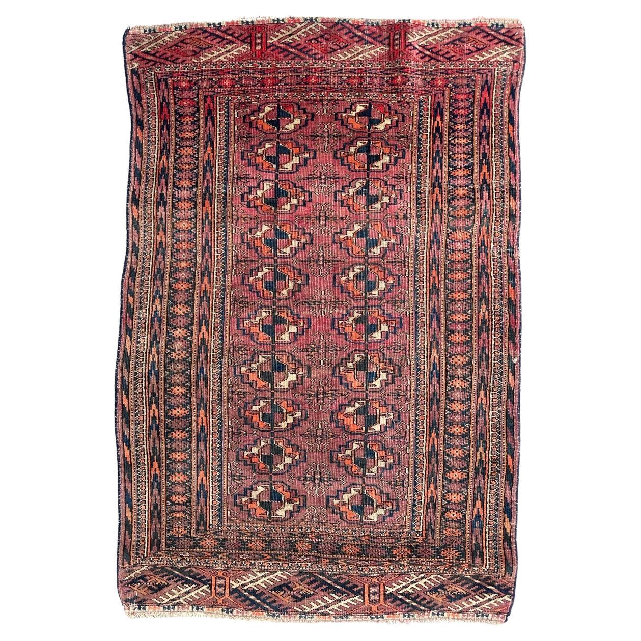 Bobyrug’s nice antique Turkmen Bokhara rug  For Sale